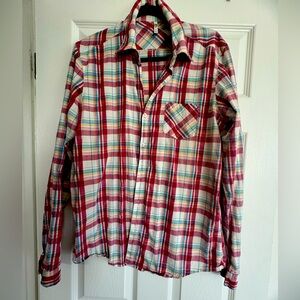 Zumba Cotton Plaid Button Down or “Butt Cape”